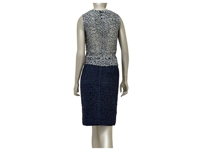 Completo due pezzi in pizzo bianco e nero Chanel Taglia 36 Usato - vista 2