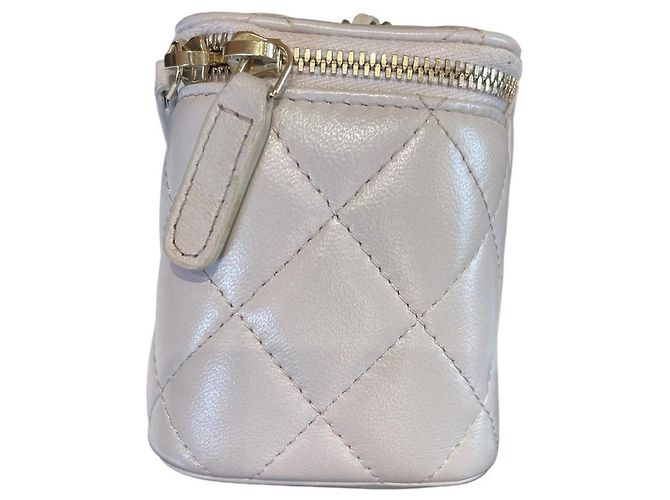 Chanel Mini Vanity Pearl Crush in pelle di agnello lilla Beige - vista 10