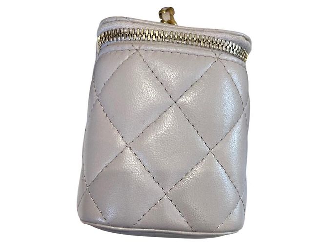 Chanel Mini Vanity Pearl Crush in pelle di agnello lilla Beige - vista 12