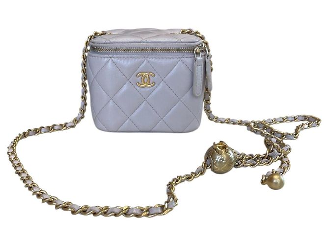 Chanel Mini Vanity Pearl Crush in pelle di agnello lilla Beige - vista 5