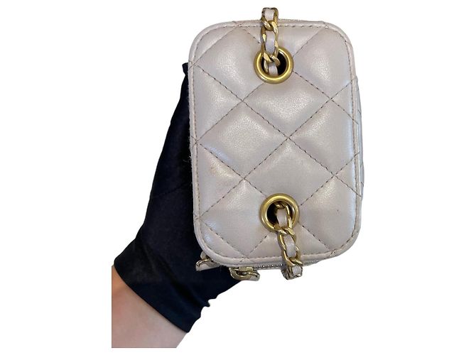 Chanel Mini Vanity Pearl Crush in pelle di agnello lilla Beige - vista 6