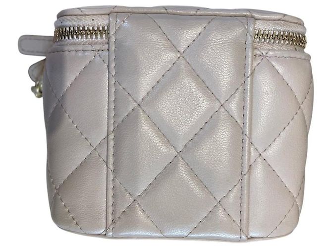 Chanel Mini Vanity Pearl Crush in pelle di agnello lilla Beige - vista 9