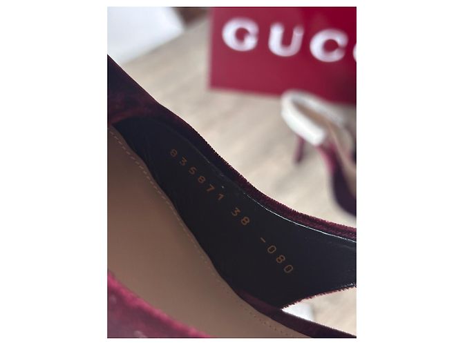 Gucci Décolleté Slingback in velluto bordeaux Bordò - vista 10