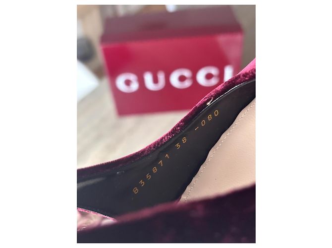 Gucci Décolleté Slingback in velluto bordeaux Bordò - vista 11