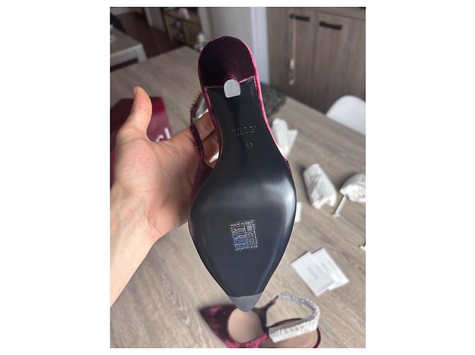 Gucci Décolleté Slingback in velluto bordeaux Bordò - vista 12