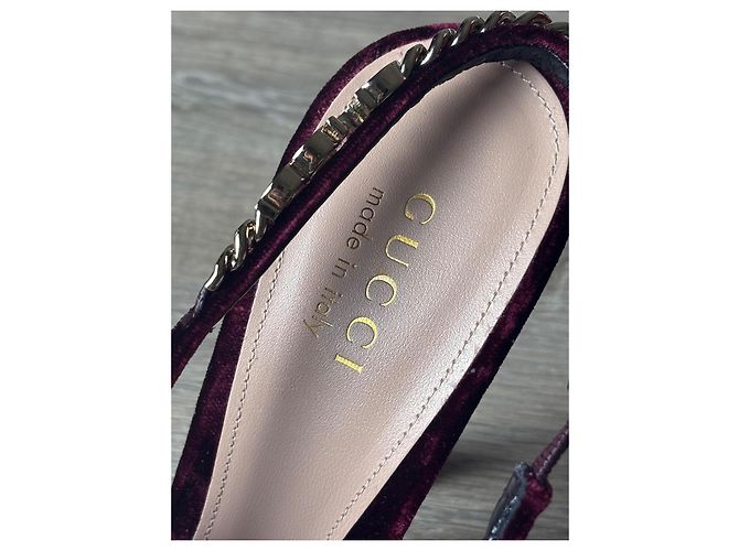 Gucci Décolleté Slingback in velluto bordeaux Bordò - vista 7