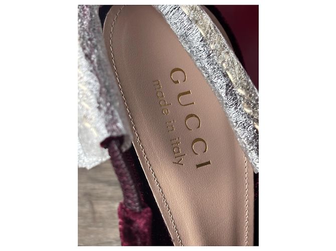 Gucci Décolleté Slingback in velluto bordeaux Bordò - vista 8