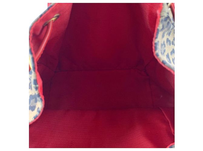 Fendi Vintage Leopard Print Canvas Backpack Shoulder Bag Brown Red - view 6
