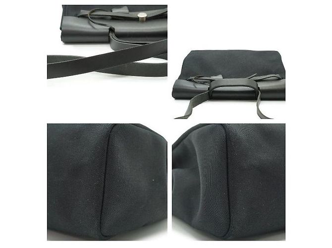 Hermès Borsa Hermes Herbag 2 in 1 in tela nera e pelle, borsa a tracolla, borsa a mano Nero - vista 2