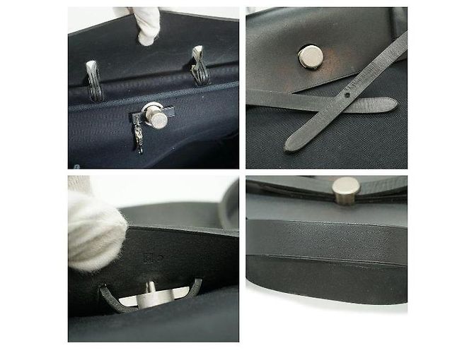 Hermès Borsa Hermes Herbag 2 in 1 in tela nera e pelle, borsa a tracolla, borsa a mano Nero - vista 5