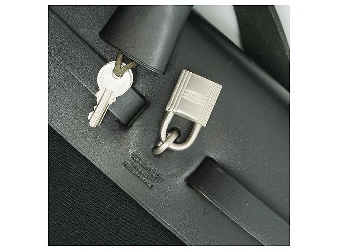 Hermès Borsa Hermes Herbag 2 in 1 in tela nera e pelle, borsa a tracolla, borsa a mano Nero - vista 6