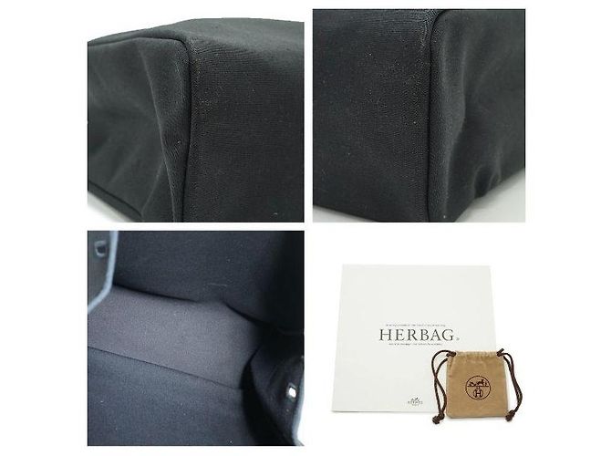 Hermès Borsa Hermes Herbag 2 in 1 in tela nera e pelle, borsa a tracolla, borsa a mano Nero - vista 7