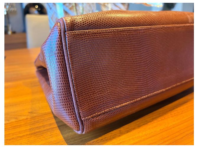 Borsa Tote Salvatore Ferragamo pelle marrone Gancini - vista 13