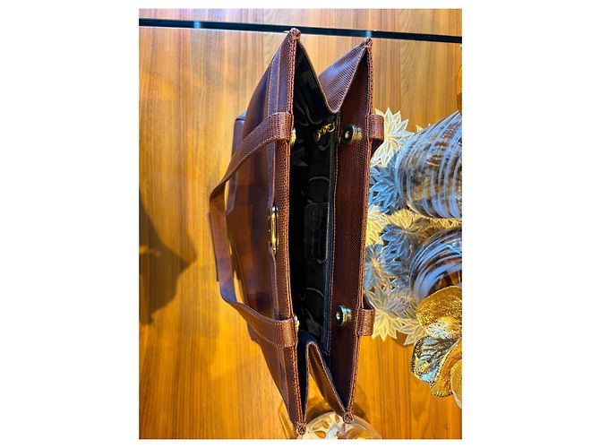 Borsa Tote Salvatore Ferragamo pelle marrone Gancini - vista 18