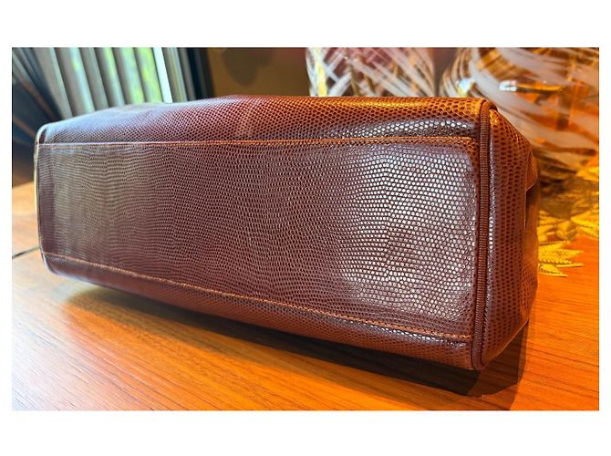Borsa Tote Salvatore Ferragamo pelle marrone Gancini - vista 19
