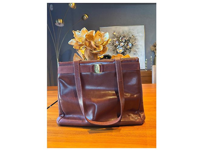 Borsa Tote Salvatore Ferragamo pelle marrone Gancini - vista 3