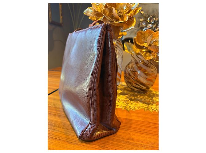 Borsa Tote Salvatore Ferragamo pelle marrone Gancini - vista 8