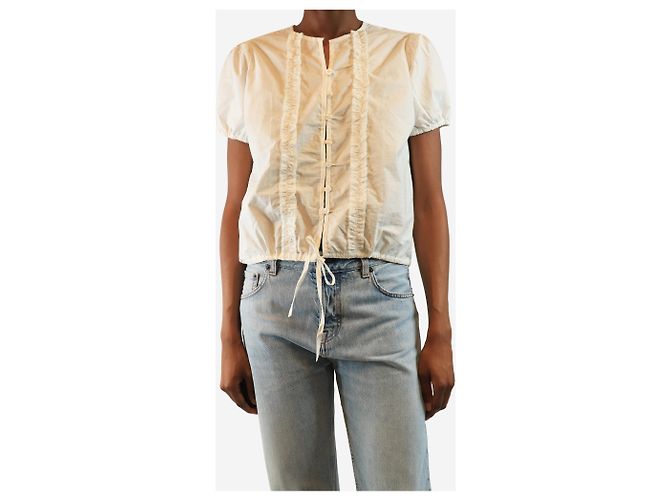 Autre Marque Top blanco con doble volante - talla XXS - vista 3
