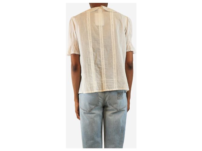 Autre Marque Top de algodón blanco transparente - talla UK 6 - vista 2