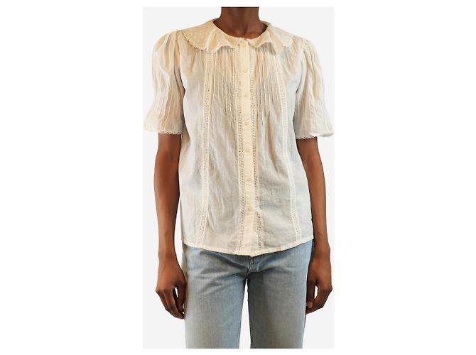 Autre Marque Top de algodón blanco transparente - talla UK 6 - vista 3