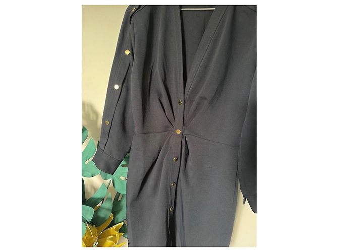 Vestido Sandro azul marinho abotoado Preto - vista 3