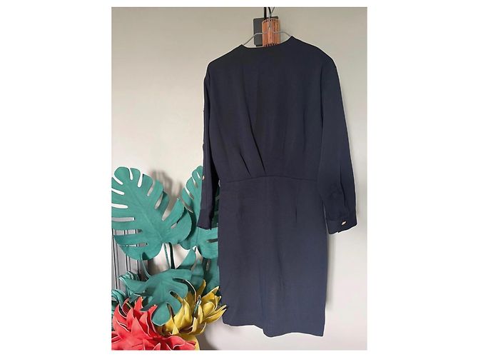 Vestido Sandro azul marinho abotoado Preto - vista 7