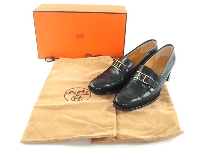 Hermès Hermes Leder-Loafer Schwarz - Ansicht 2