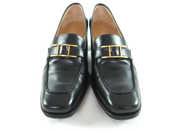Hermès Hermes Leder-Loafer Schwarz - Ansicht 4