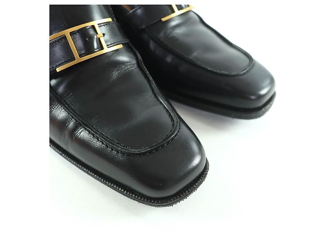 Hermès Hermes Leder-Loafer Schwarz - Ansicht 8