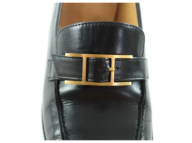 Hermès Hermes Leder-Loafer Schwarz - Ansicht 9