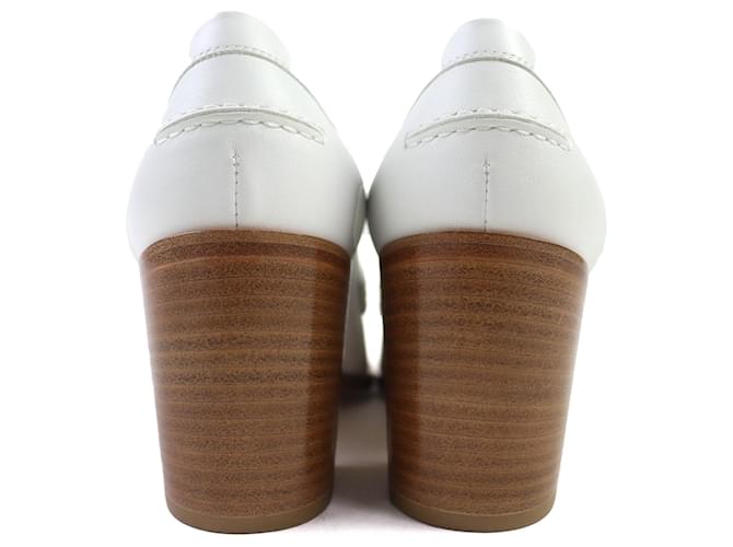 Hermès Hermes Elysee Leder Pumps Silber Weiß Beige - Ansicht 6