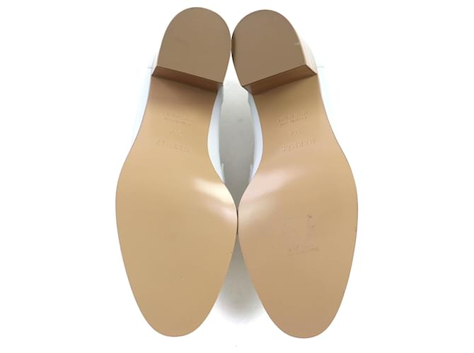 Hermès Hermes Elysee Leder Pumps Silber Weiß Beige - Ansicht 8