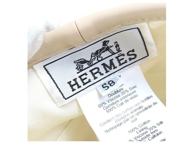 Hermès Hermes Saint Honor Serie Button Denim Baumwoll-Baskenmütze Beige - Ansicht 8