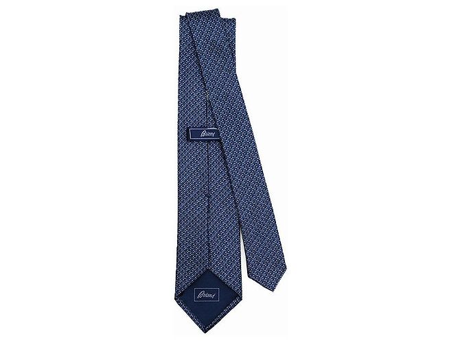 Autre Marque Cravatta in seta Brioni Regimental Blu - vista 5