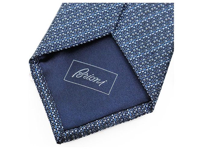 Autre Marque Cravatta in seta Brioni Regimental Blu - vista 7