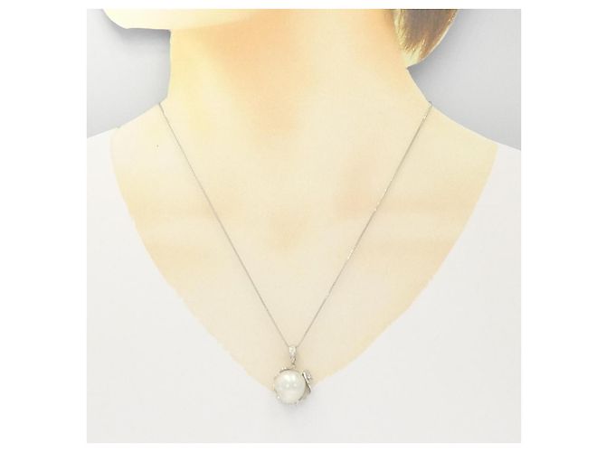 Autre Marque Collana in platino e perle del Mar del Sud bianche Bianco - vista 6