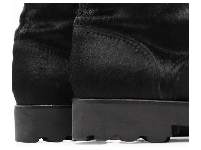 Timeless Stivaletti con lacci in pelo di vitello Chanel Nero - vista 15