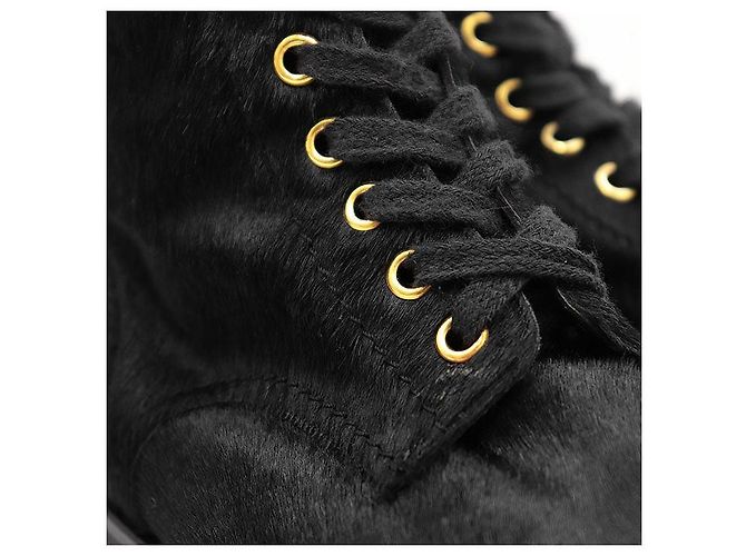 Timeless Stivaletti con lacci in pelo di vitello Chanel Nero - vista 3