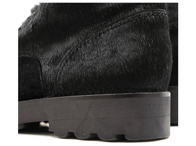 Timeless Stivaletti con lacci in pelo di vitello Chanel Nero - vista 7