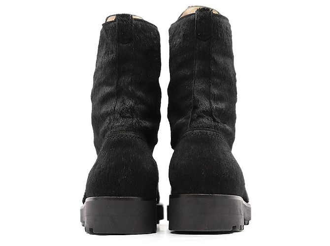 Timeless Stivaletti con lacci in pelo di vitello Chanel Nero - vista 8