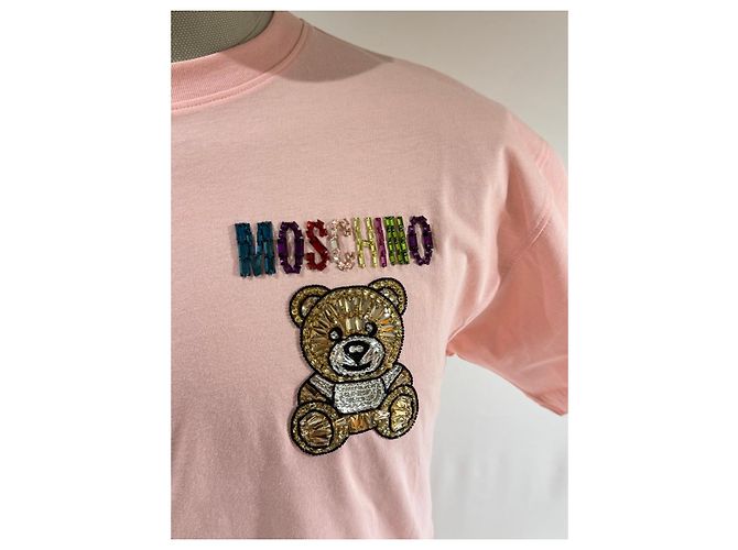 T-shirt Moschino Rosa com Urso e Strass - vista 2