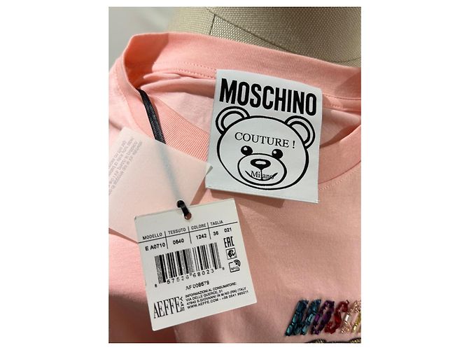 T-shirt Moschino Rosa com Urso e Strass - vista 5