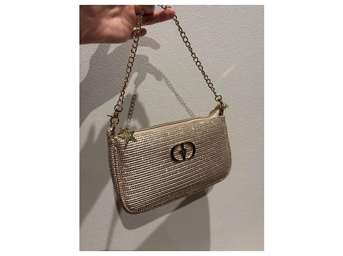 Borsa a mano Dior Beauty tessuto glitterato oro D'oro - vista 2