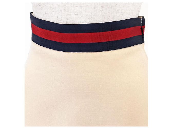 Falda de seda y lana Gucci Sheer Line Web Stripe Crudo - vista 3