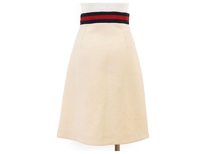 Falda de seda y lana Gucci Sheer Line Web Stripe Crudo - vista 6