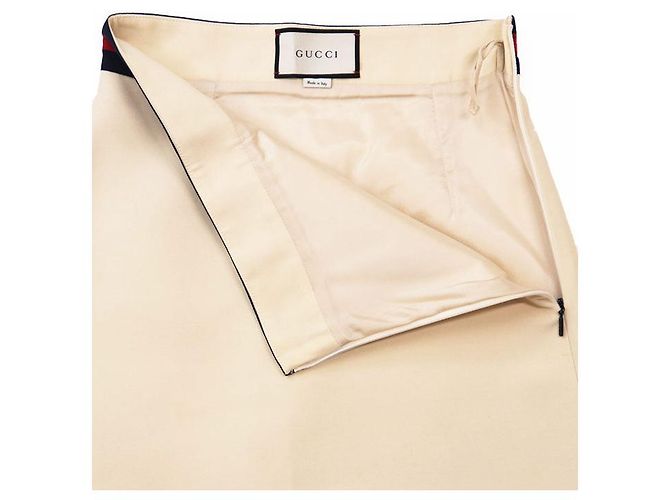 Falda de seda y lana Gucci Sheer Line Web Stripe Crudo - vista 7