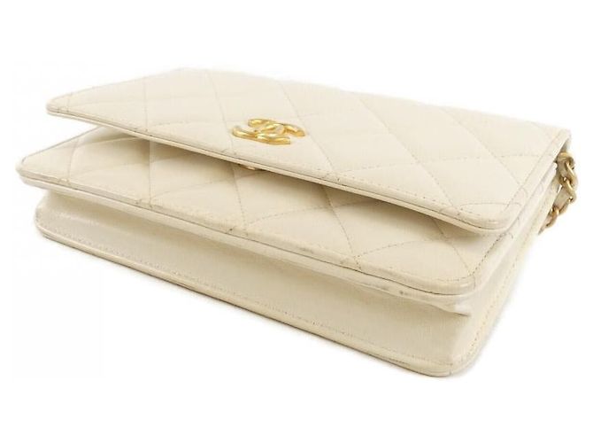 Timeless Cartera Chanel AP2548 de piel de cabra Plata Blanco Dorado - vista 3
