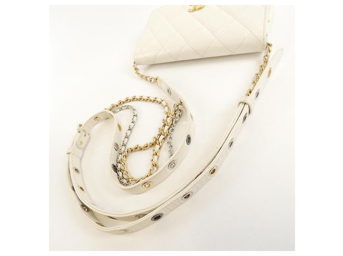 Timeless Cartera Chanel AP2548 de piel de cabra Plata Blanco Dorado - vista 7