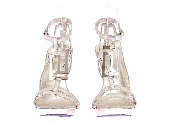 Versace Sandali con tacco dorati D'oro - vista 4