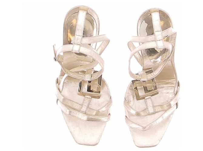 Versace Sandali con tacco dorati D'oro - vista 6